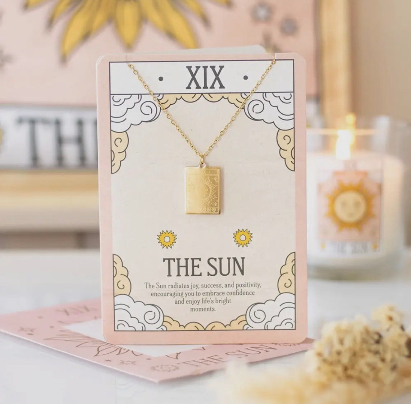 Tarot Card necklace on greeting card