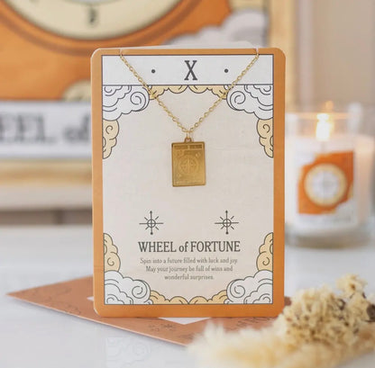 Tarot Card necklace on greeting card
