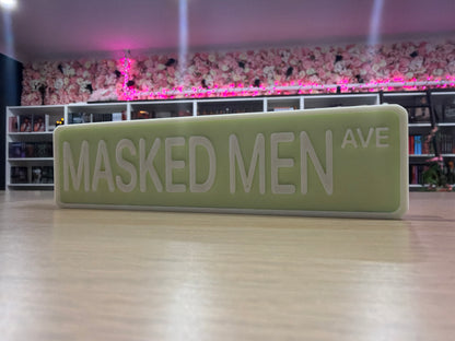 Masked men Ave 3d printed street sign