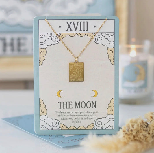 Tarot Card necklace on greeting card