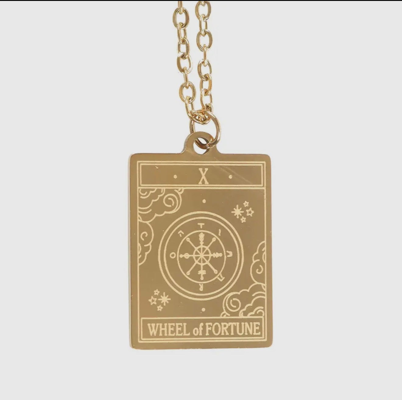 Tarot Card necklace on greeting card