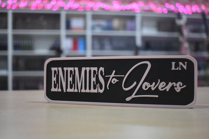 Enemies to lovers 3d printed sign for shelf
