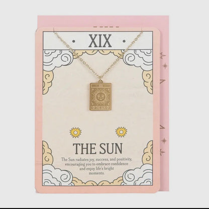 Tarot Card necklace on greeting card