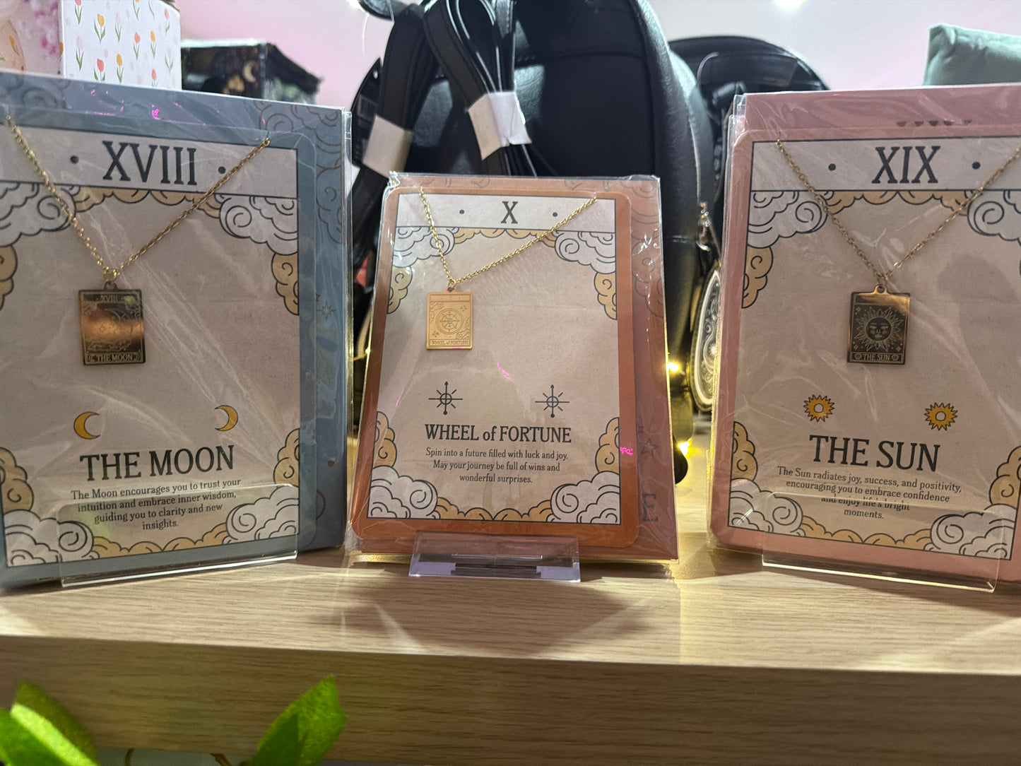Tarot Card necklace on greeting card