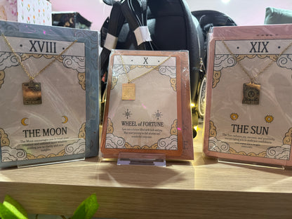 Tarot Card necklace on greeting card