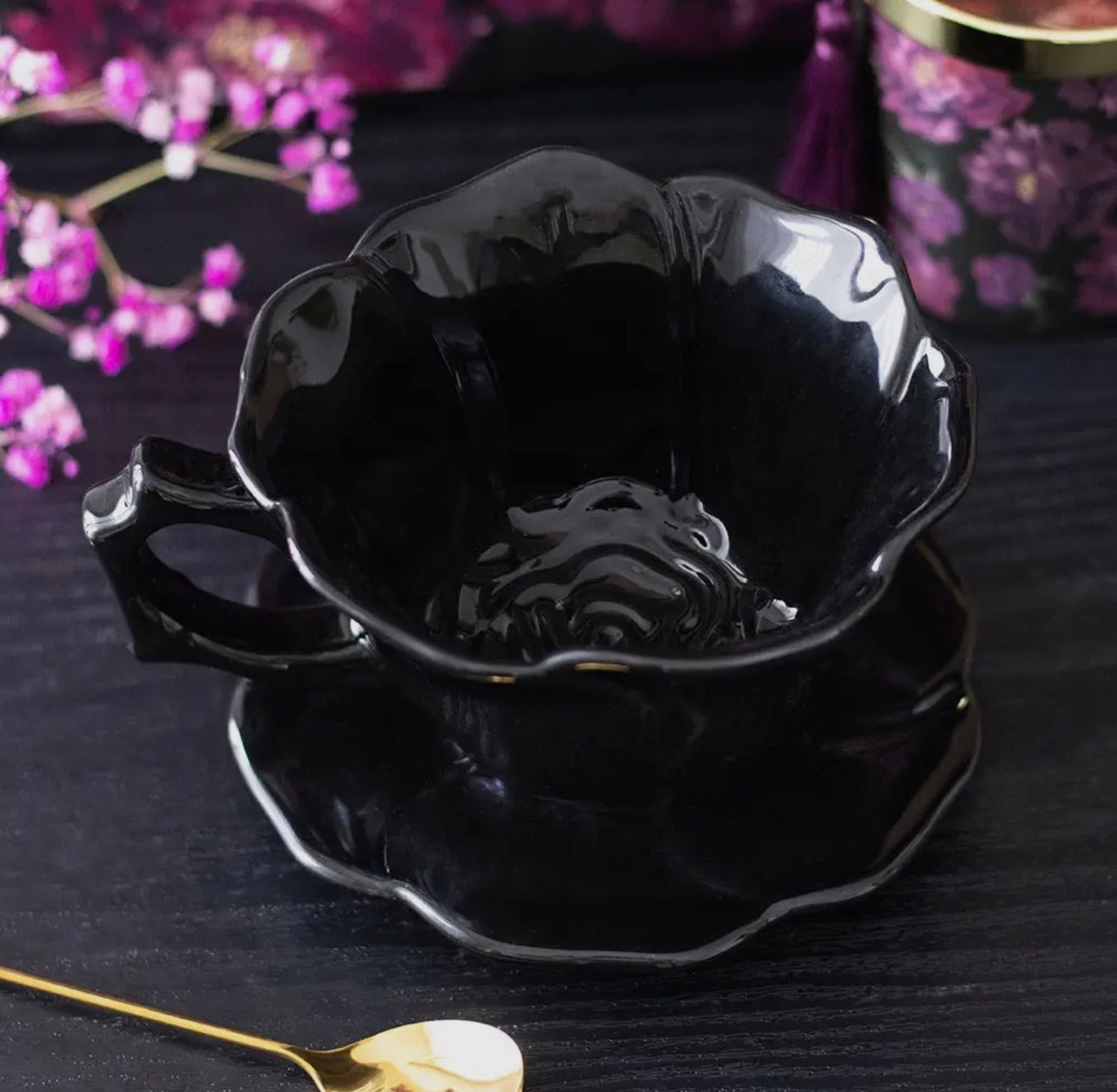Black Rose tea cup & saucer